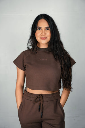 TERRA CAP SLEEVE CROP – BARK