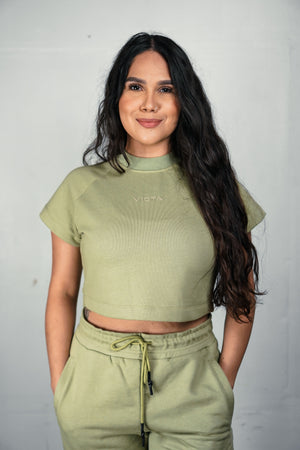 TERRA CAP SLEEVE CROP – MOSS