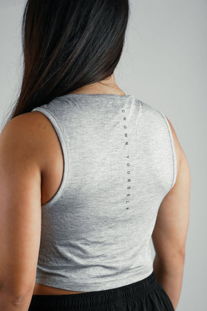 VICTA BAMBOO SLEEVELESS CROP – GRAY
