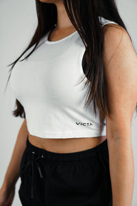 VICTA Performance Sleeveless Crop – White