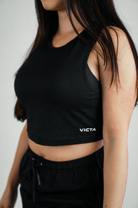 VICTA Performance Sleeveless Crop – Black