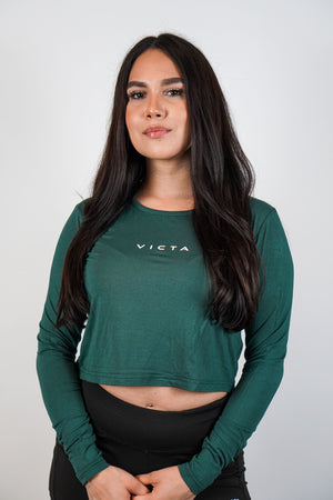 ESSENTIAL BAMBOO LONG SLEEVE CROP – TEAL